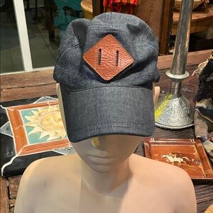 A.P.C. Denim Cap with Leather Accent NWOT